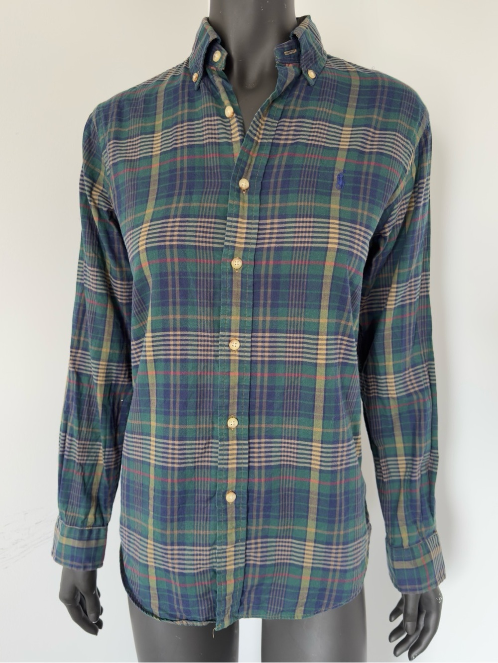 346. Ralph Lauren Green and Blue Plaid Button-Down Shirt